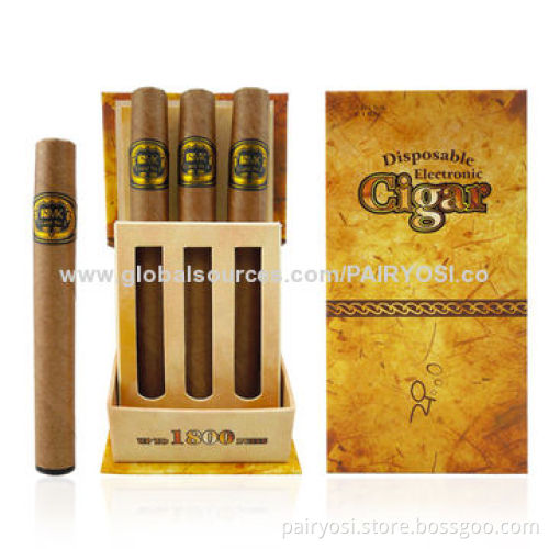 Disposable e cigar-1800 puffs with soft suction nozzle, color box packing with display box